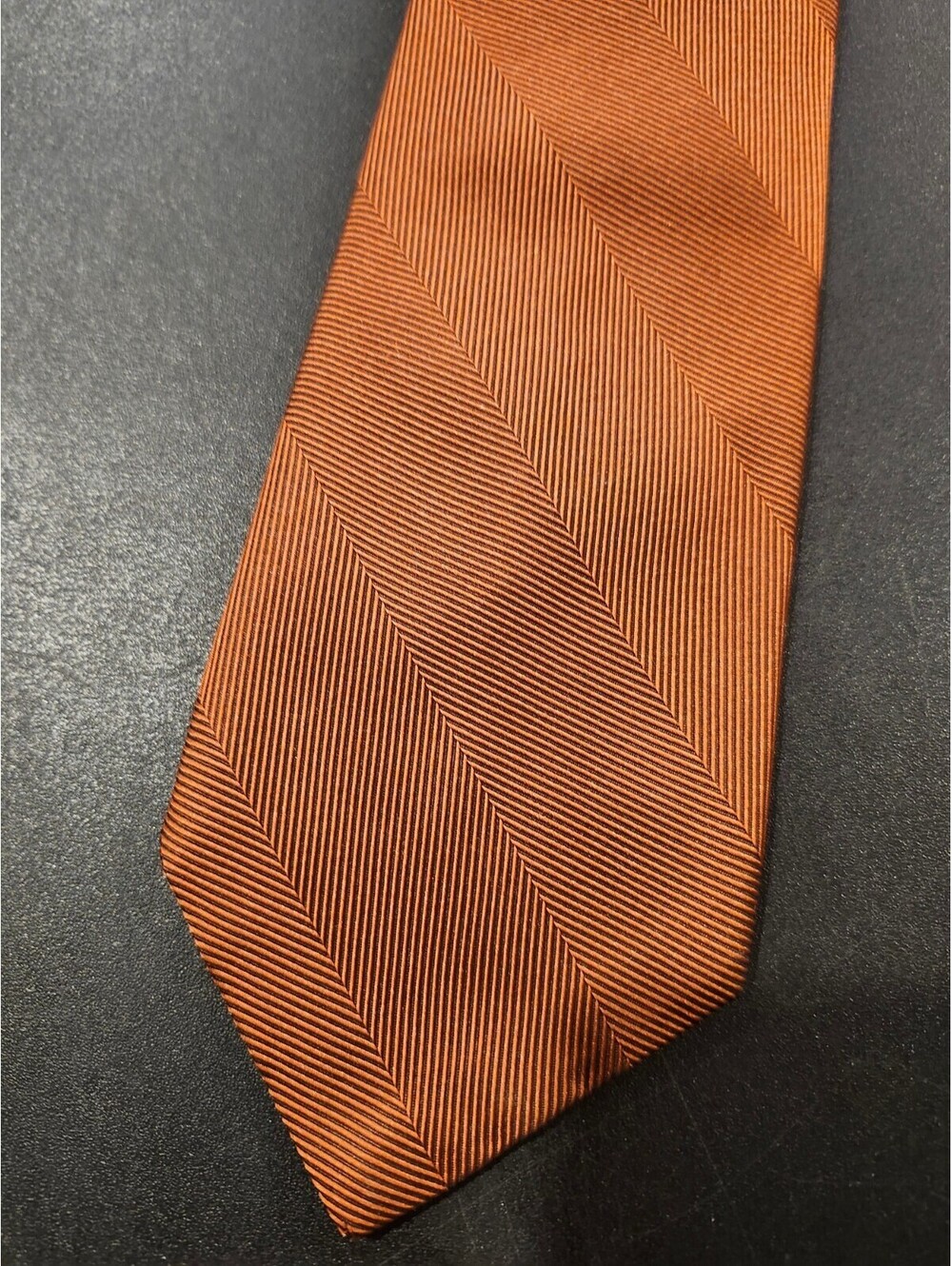 Vintage Christian Dior Paris New York Striped Copper Men’s 100% Silk Neck Tie - Picture 4 of 8